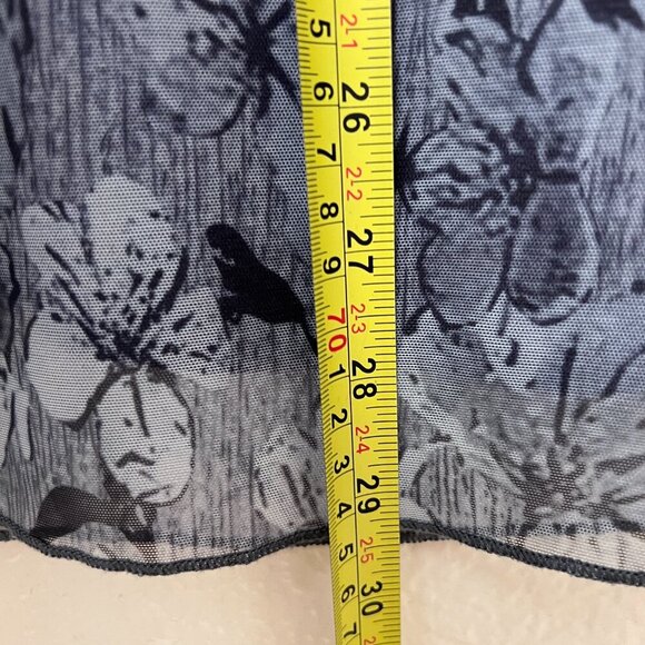 Sese Code Elegant Blue Floral Sheer Overlay Women's Career Blouse Top Size 3XL - Picture 5 of 9